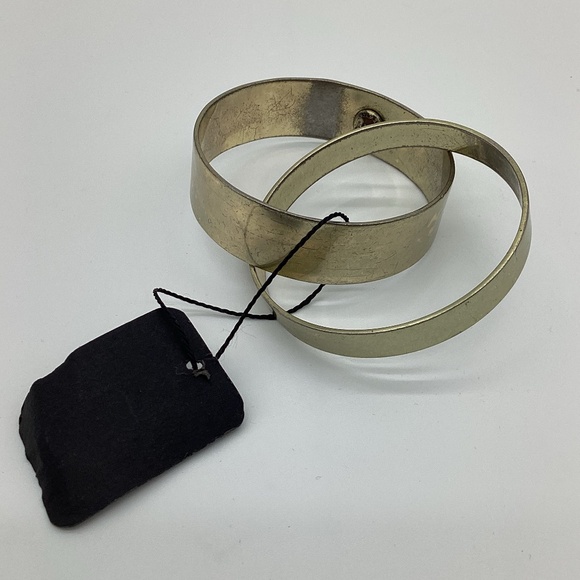 791. Interlocking Antique Brass & Gold Bangles Dual Widths EUC $18 - Picture 1 of 3